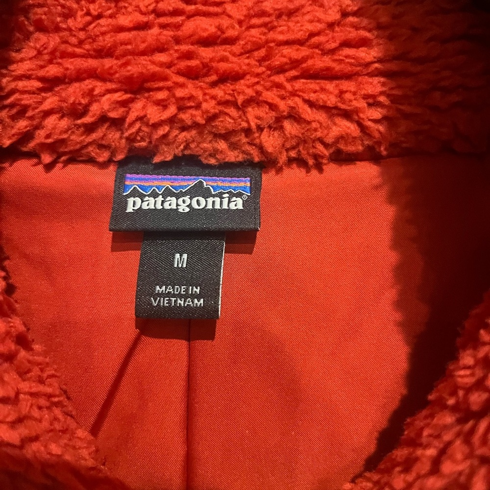 Patagonia NWOT Los Gatos burnt orange fleece Sherpa zip up vest women’s medium - Picture 6 of 9